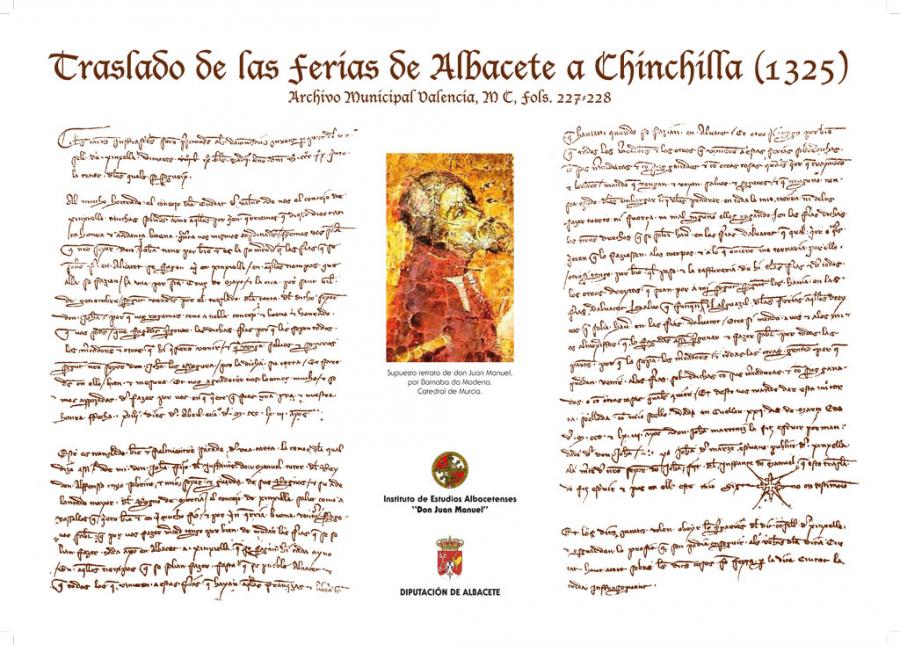 Traslado de las ferias de Albacete a Chinchilla (1325). Archivo Municipal Valencia, M C, fols. 227-228