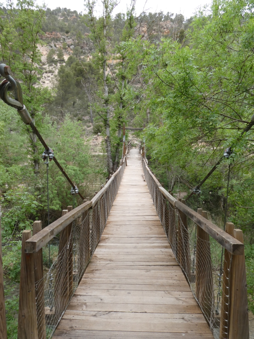 Albacete Ahora Puente colgante sobre el r&iacute;o J&uacute;car en el Tranco del Lobo